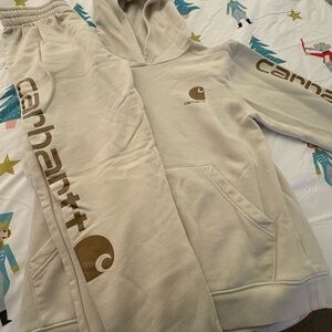 Carhartt Kids Cream Hoodie and Sweatpants Set